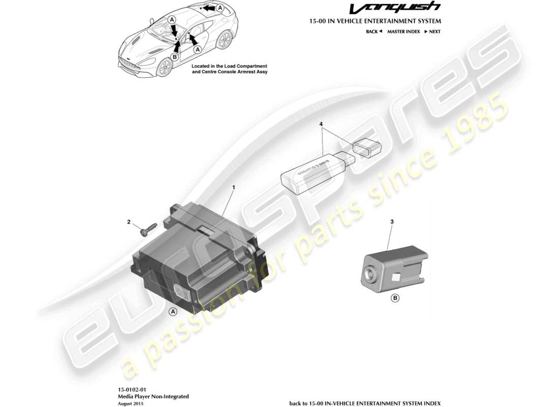 aston martin vanquish (2015) media player part diagram