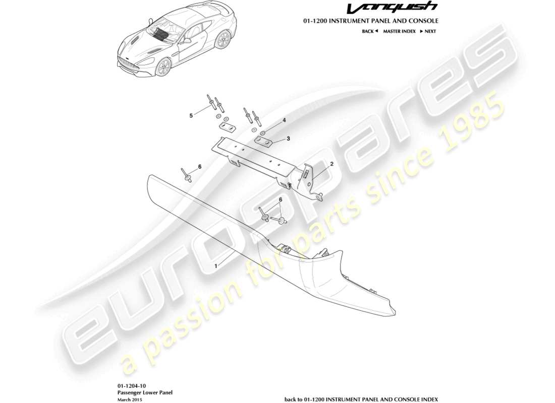 aston martin vanquish (2018) passenger lower panel parts diagram