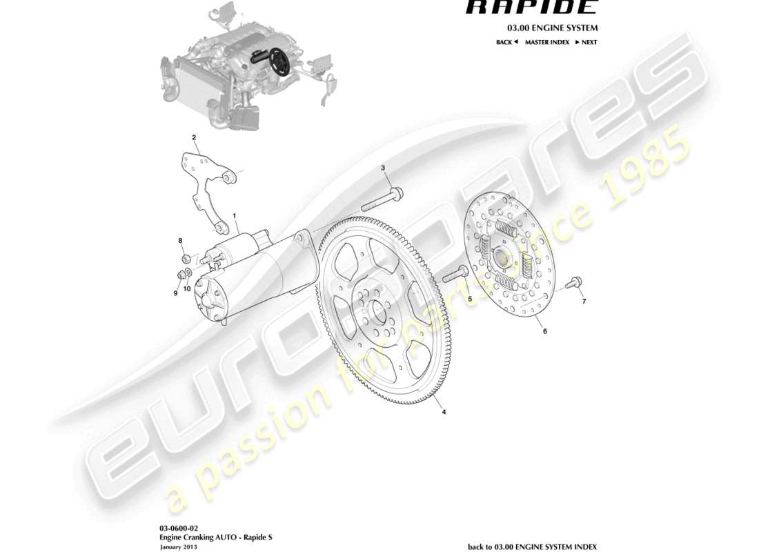 aston martin rapide (2017) engine cranking, auto part diagram