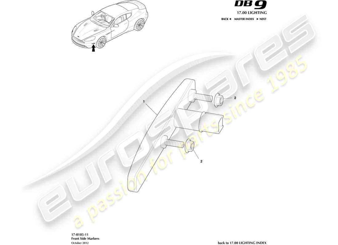 aston martin db9 (2013) front side markers part diagram