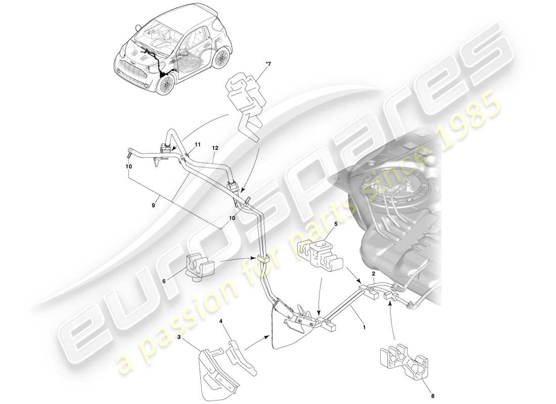 aston martin cygnet (2012) fuel distribution part diagram