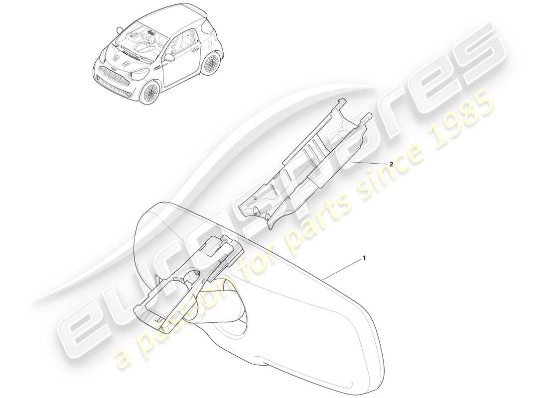 aston martin cygnet (2012) interior rear view mirror part diagram