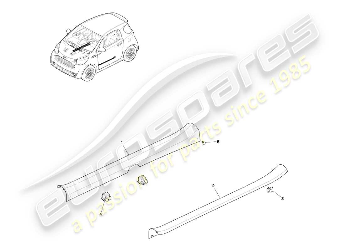 aston martin cygnet (2012) sill trim & ornamentation part diagram