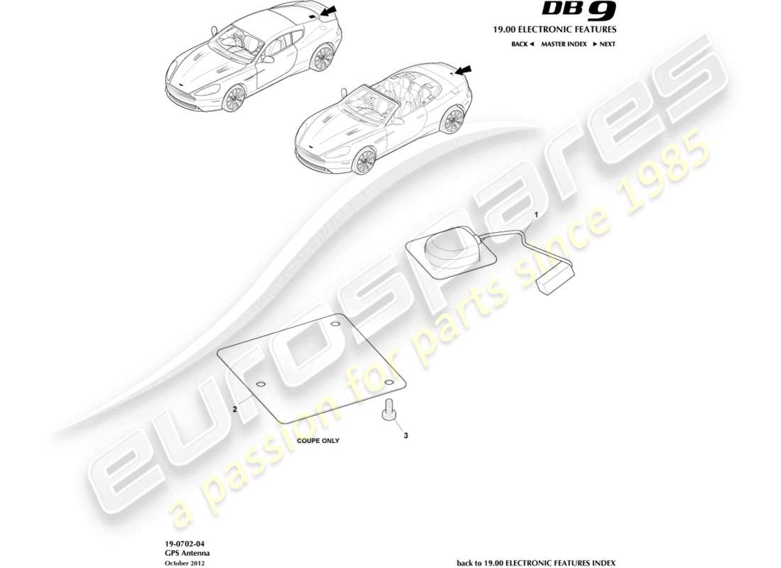 a part diagram from the aston martin db9 (2017) parts catalogue