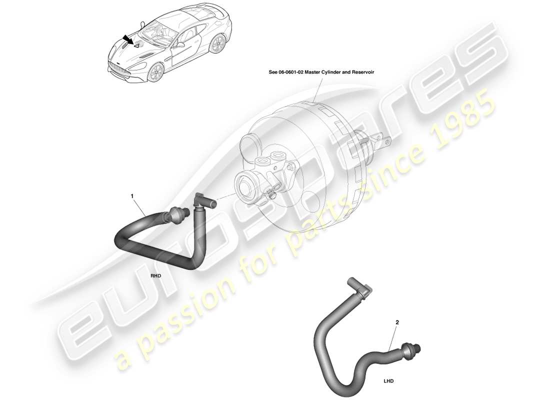aston martin vanquish (2014) vacuum reservoir hose part diagram