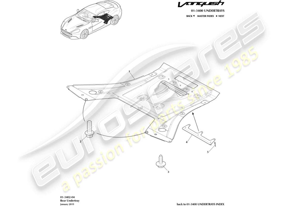 aston martin vanquish (2015) rear undertray, coupe part diagram