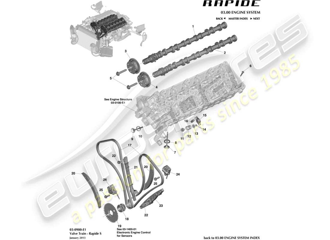 aston martin rapide (2013) valve train part diagram