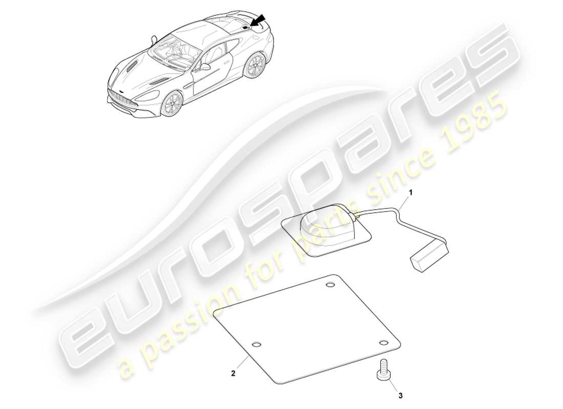 aston martin vanquish (2014) gps antenna, coupe part diagram