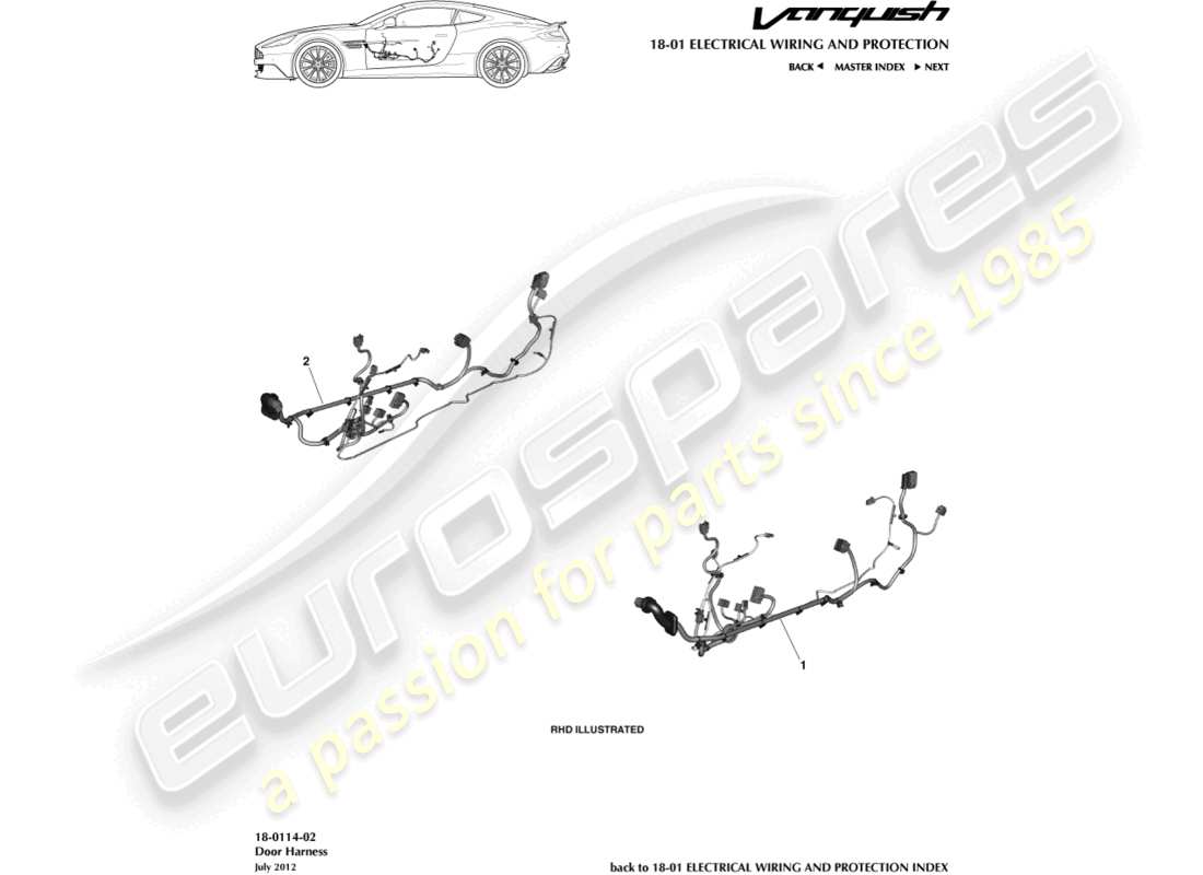 aston martin vanquish (2015) door harness part diagram