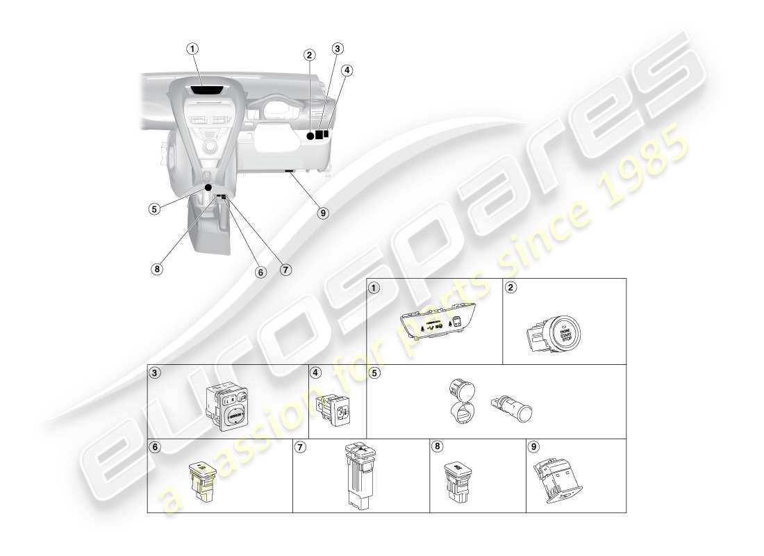 aston martin cygnet (2012) ip switches and relays part diagram