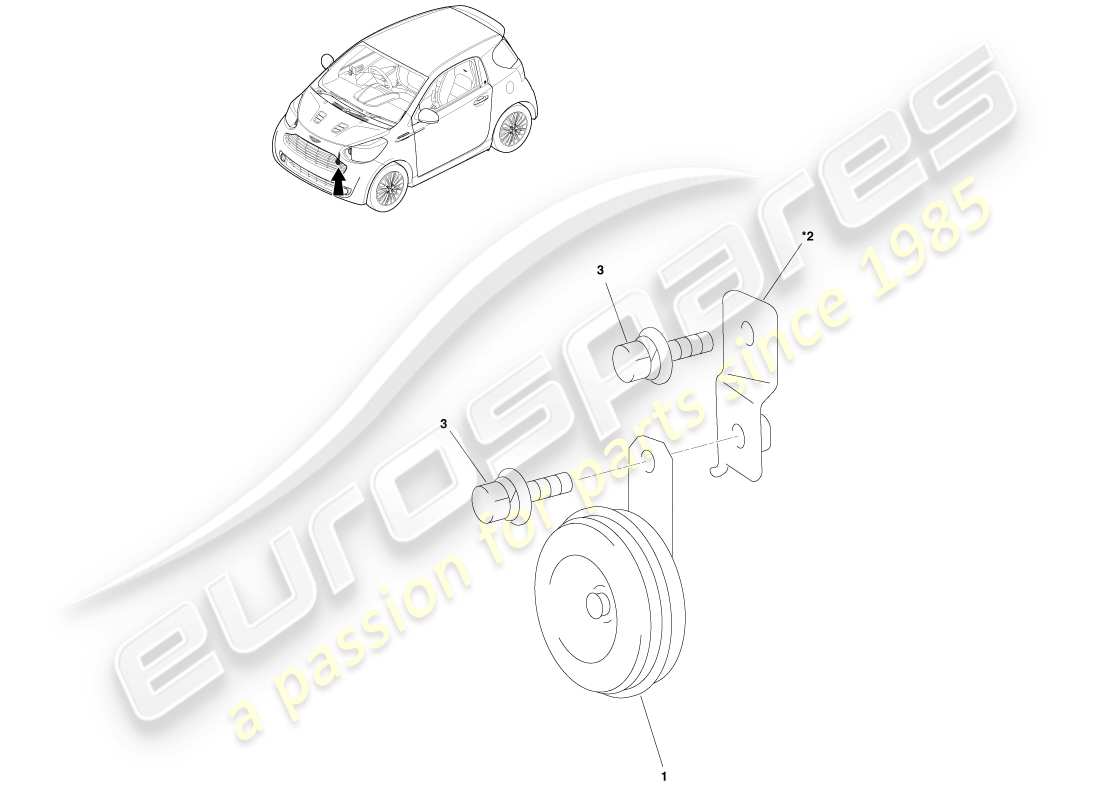 aston martin cygnet (2012) traffic horn part diagram