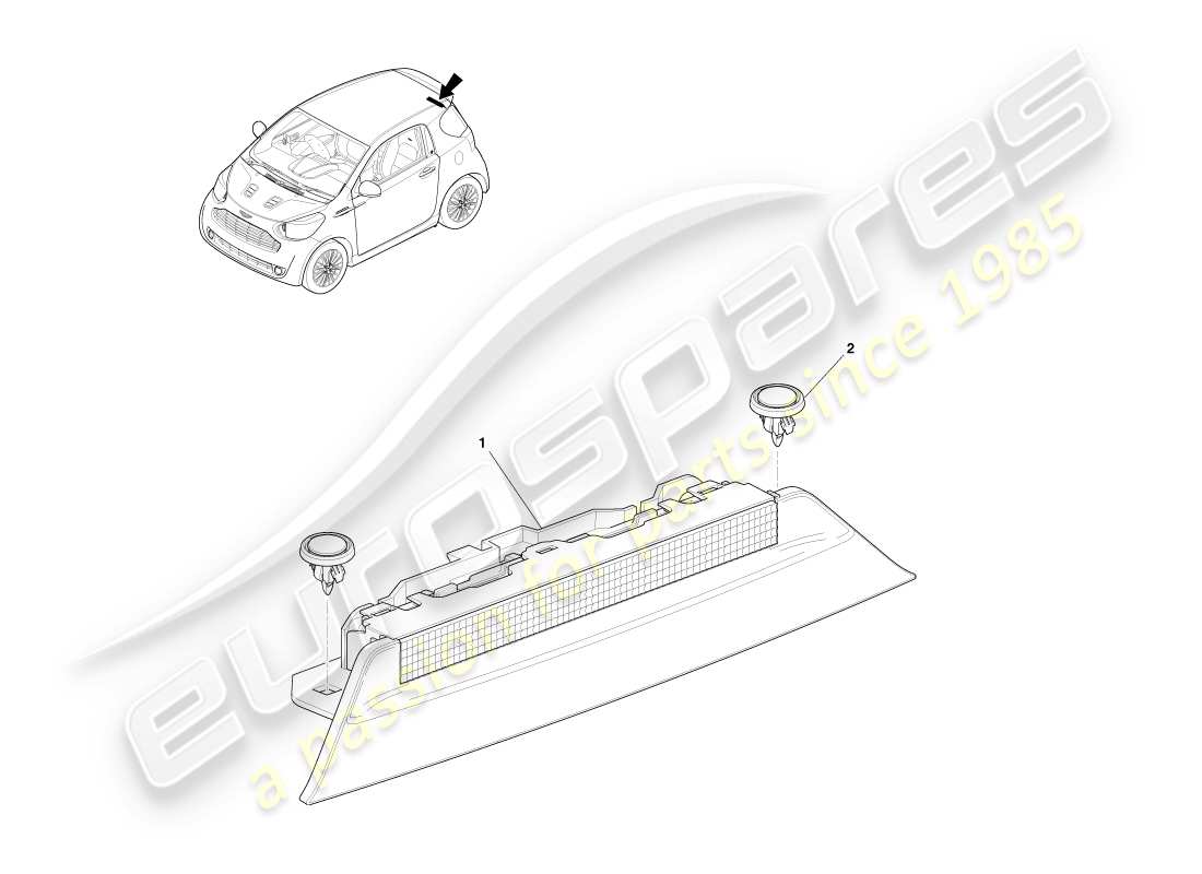aston martin cygnet (2012) centre stop lamp part diagram