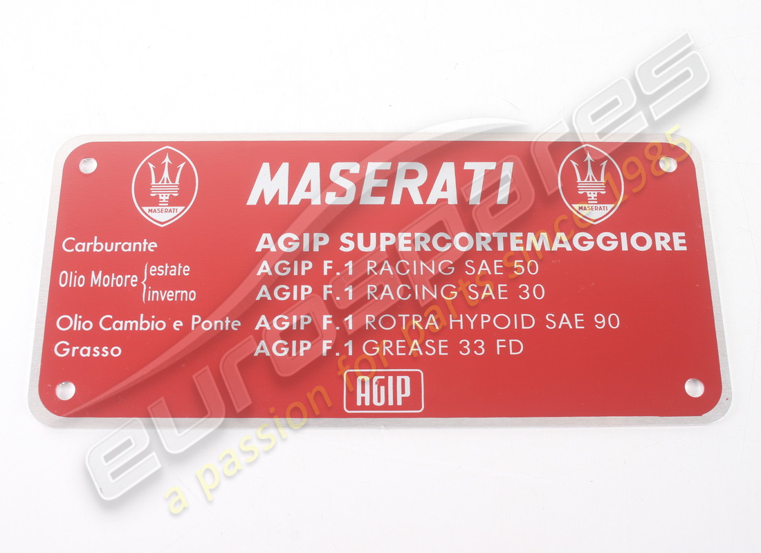 new maserati agip supercortemaggiore plate. part number mpl001 (1)