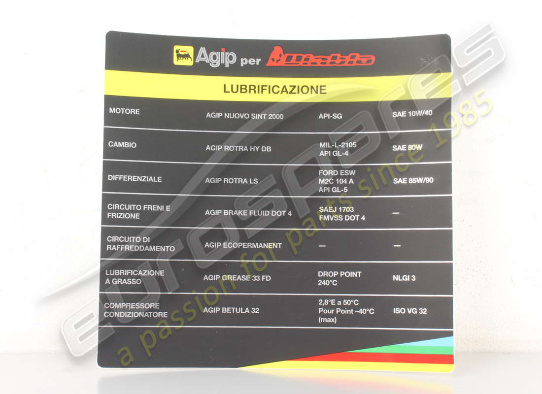 NEW LAMBORGHINI DIABLO LUBRICATION STICKER. PART NUMBER LST011 (1) new lamborghini diablo lubrication sticker. part number lst011 (1)