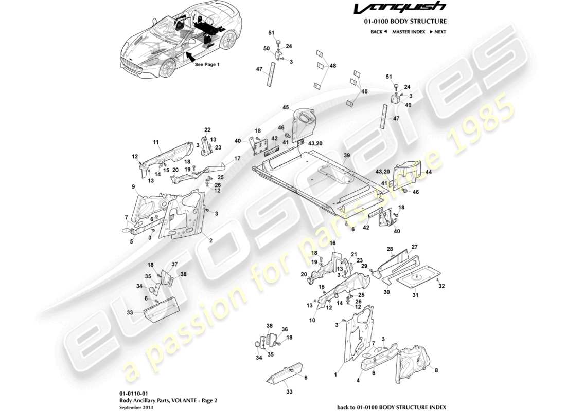 aston martin vanquish (2015) ancillary parts, volante, page 2 part diagram