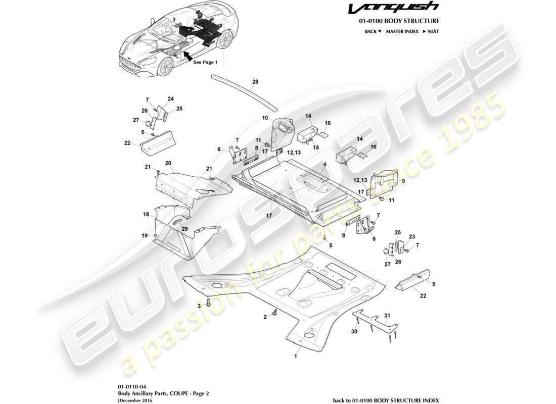 aston martin vanquish (2018) ancillary parts, coupe, page 2 parts diagram
