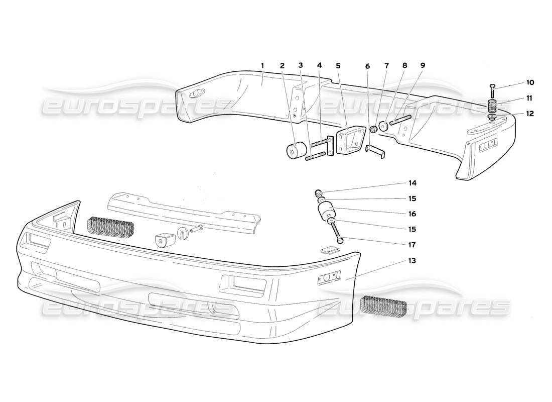 lamborghini diablo sv (1999) bumpers (valid for usa and canada - july 1999) part diagram