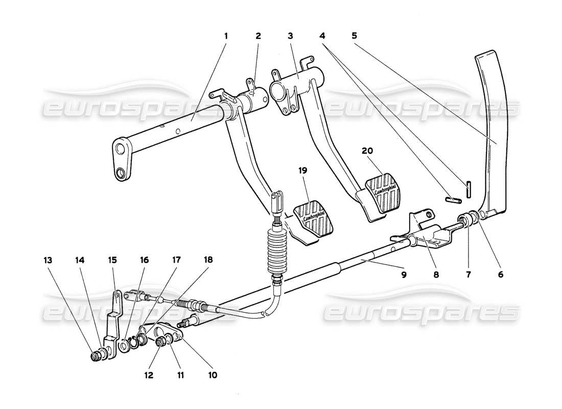 lamborghini diablo 6.0 (2001) pedals (valid for gb & australia - march 2001) parts diagram