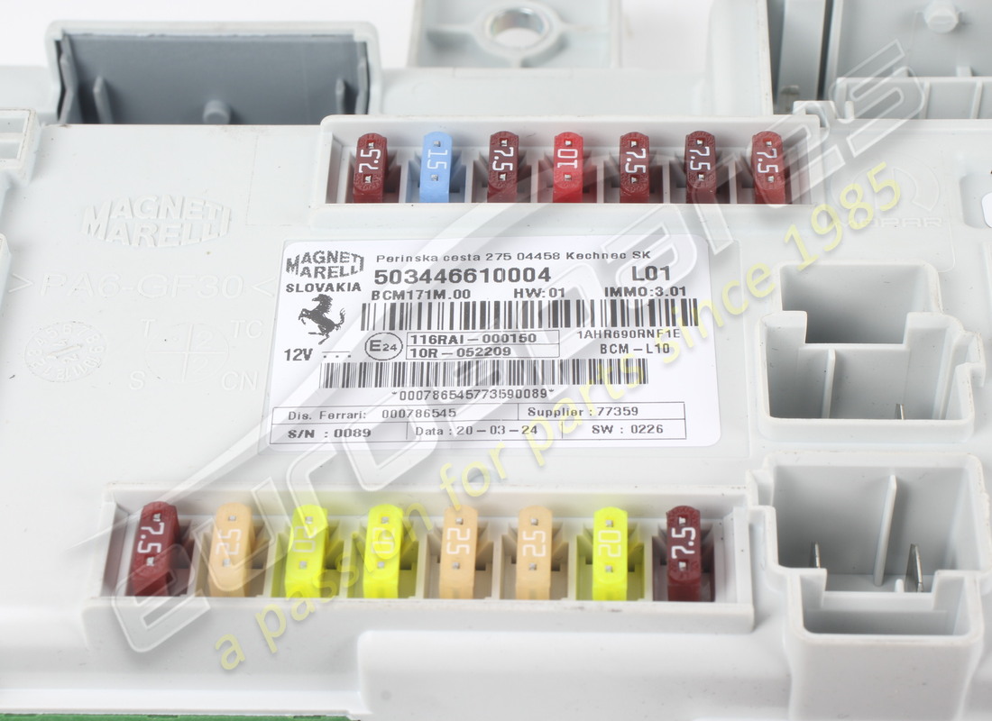 USED FERRARI BODY COMPUTER (ASM AUTHORIZATION). PART NUMBER 786545 (5) used ferrari body computer (asm authorization). part number 786545 (5)
