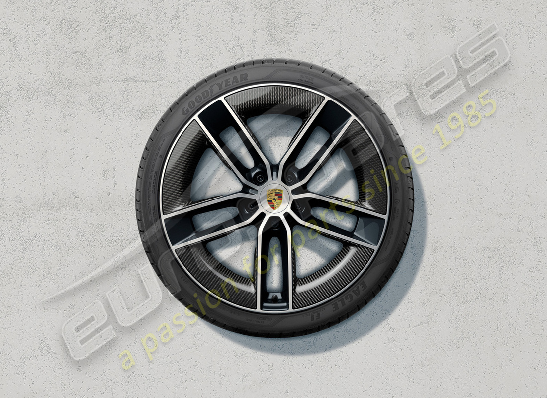 new porsche 20/21-inch carrera exclusive design summer wheel-and-tyre set with carbon blades. part number 992044665p (1)