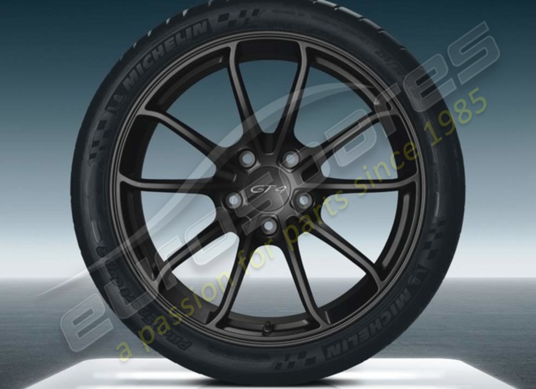 new porsche 20-inch gt4 set of wheels - in black (satin-gloss). part number 98104460301 (1)