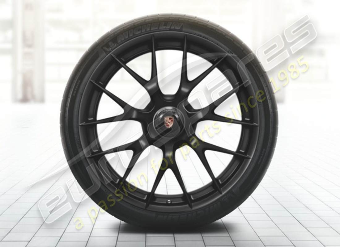 new porsche 20/21 inch magnesium summer wheel and tyre set - painted in black (satin-gloss). part number 91804460008 (1)