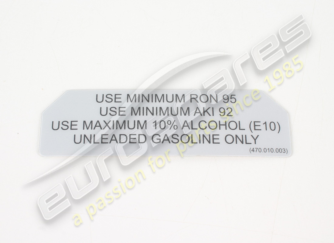 new lamborghini fuel type kraftstoffverbrauc. part number 470010003 (1)