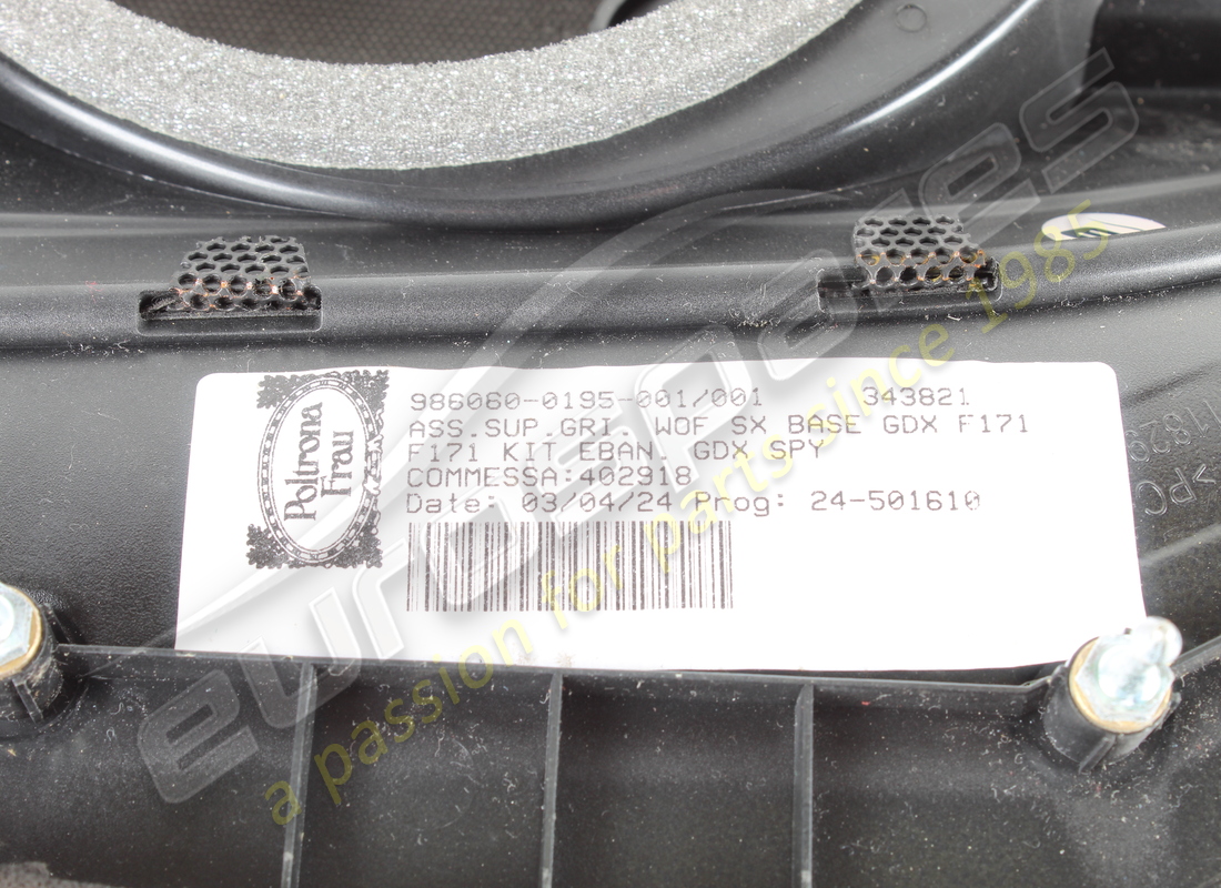 USED FERRARI COMPLETE LH WOOFER GRILLE MOUNT. PART NUMBER 976340 (5) used ferrari complete lh woofer grille mount. part number 976340 (5)