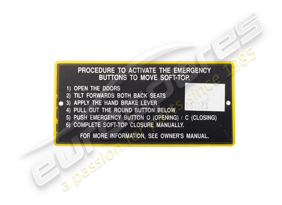 NEW FERRARI PLATE. PART NUMBER 168123 (1) new ferrari plate. part number 168123 (1)