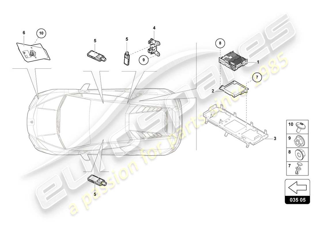 lamborghini evo coupe (2020) aerial part diagram