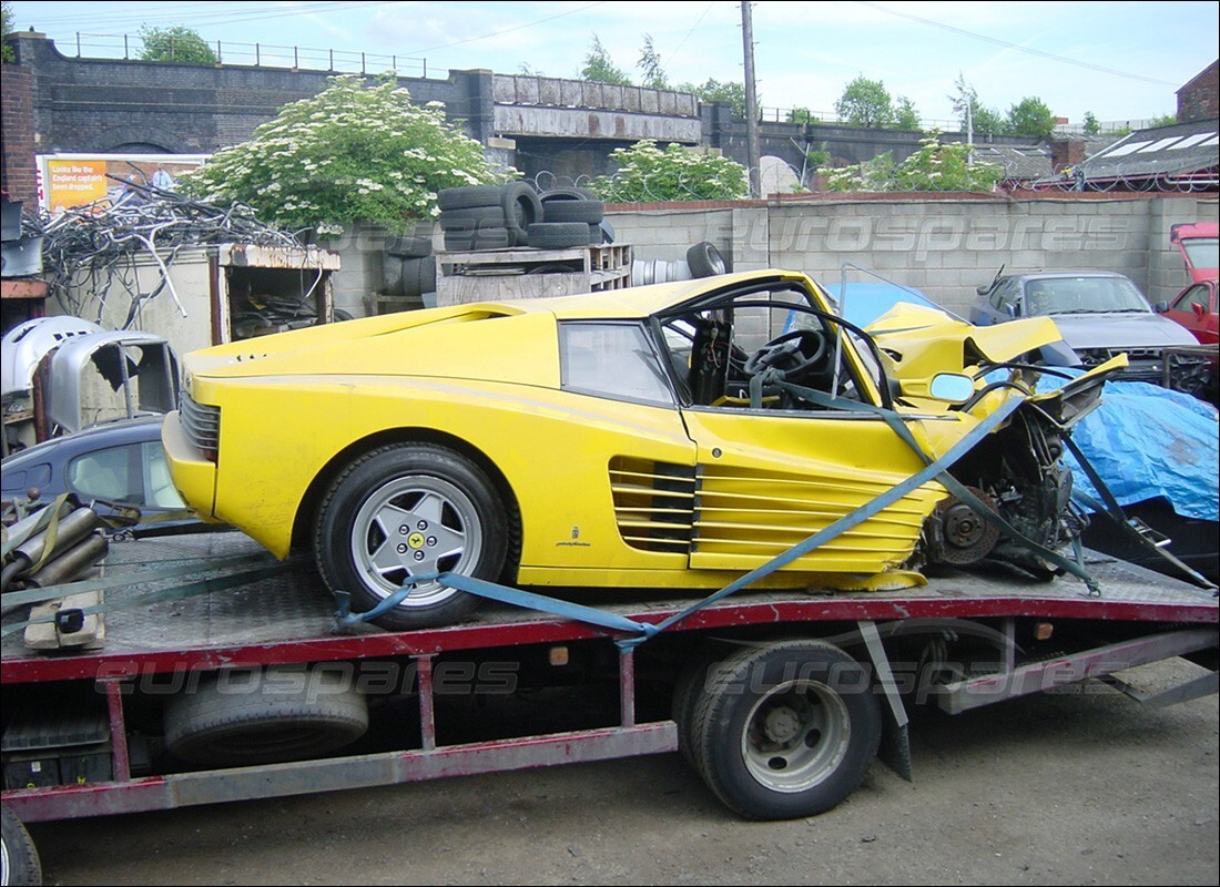 ferrari 512 tr being prepared for dismantling at eurospares