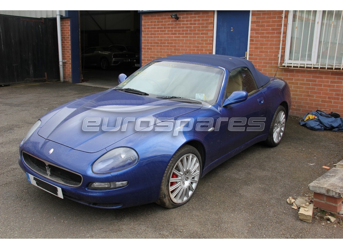 maserati 4200 spyder (2002) being prepared for dismantling at eurospares